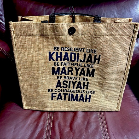 Brown Medium Burlap Tote Bag - Picture 1 of 9